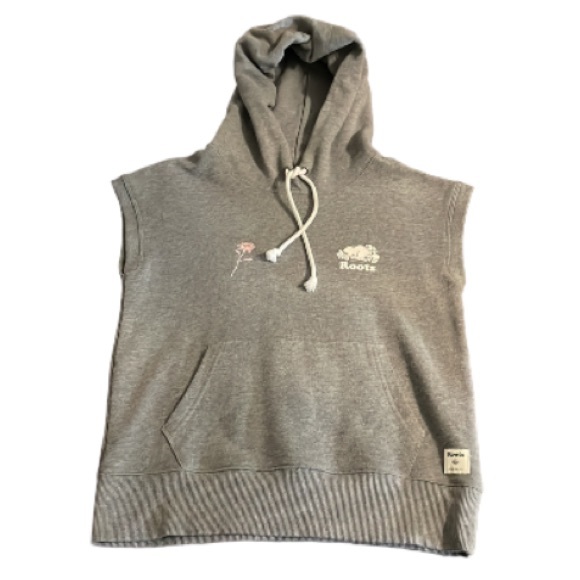 Roots Sleeveless Grey Hooded Sweatshirt Size Small - Picture 13 of 16